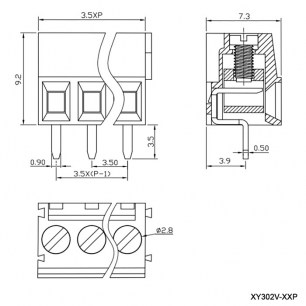 XY302V-04P 3.5mm лифт терминальные блоки RUICHI даташит схема