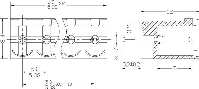 XY2500V-A-08P (2EDGV-08P) 5mm клеммники разрывные SZC даташит схема