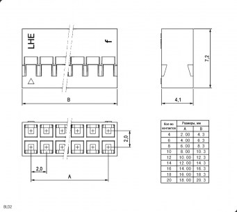 BLD2-2x5 pitch 2.00 mm штыри и гнезда для плат 2.00мм RUICHI схема фото