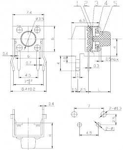 KAN0631-0501B (SWT-7) угловая тактовая кнопка RUICHI даташит схема