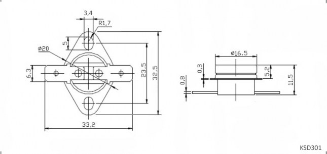 KSD-140 140*C 10A (B-1002) термостаты RUICHI схема фото
