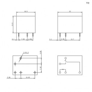 T72 12VDC (843) 10A реле электромагнитное RUICHI даташит схема