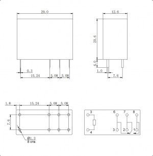 14F2 (845) 12VDC 16A реле электромагнитное RUICHI даташит схема