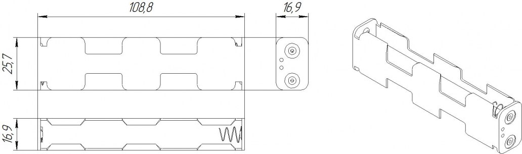 BH342 AA 2x2 (BH606) батарейный отсек RUICHI даташит схема