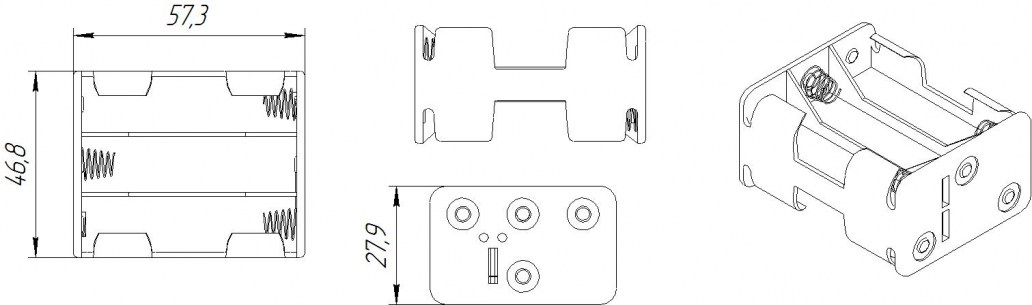 BH363 AA 3x1+3x1 (BH607) батарейный отсек RUICHI даташит схема