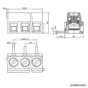 XY304R-A-03P 5mm лифт терминальные блоки  даташит схема