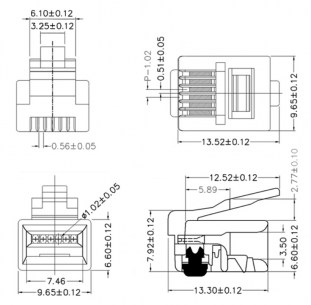 RJ12 (TP-6P4C) разъем RUICHI даташит схема