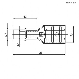 FDD5.5-250 клеммы ножевые изолированные RUICHI даташит схема