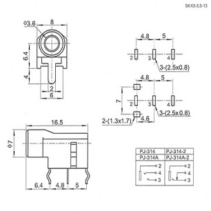 CKX3-3.5-13 гнездо на плату аудио разъемы RUICHI даташит схема