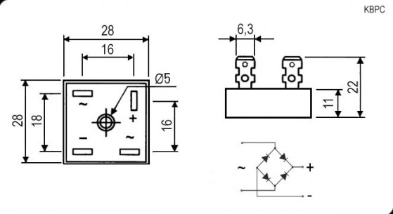 KBPC1510 15A 1000V (BR1510) диодный мост RUICHI даташит схема