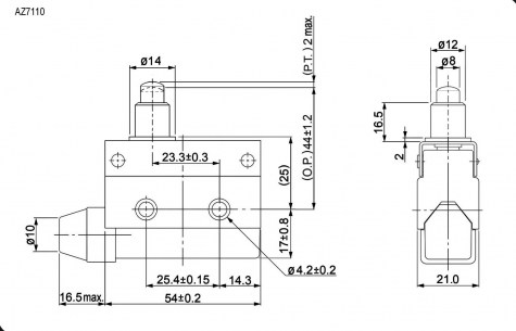 AZ-7110 выключатель путевой RUICHI даташит схема