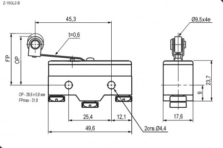 Z-15GL2-B 15A/250VAC микропереключатель RUICHI даташит схема