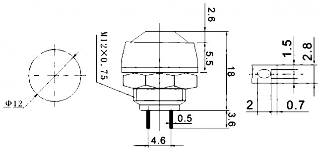 PBS-33B off-(on) переключатель кнопочный RUICHI даташит схема