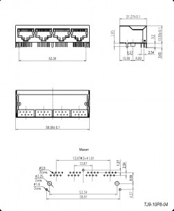 TJ9-10P8-04 cетевая розетка разъем RUICHI даташит схема