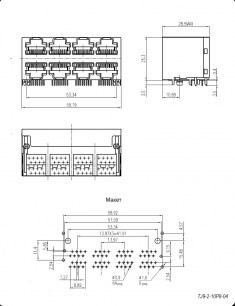 TJ9-2-10P8-04 cетевая розетка разъем RUICHI даташит схема