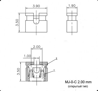 MJ-0-C 2.00 mm штыри и гнезда для плат 2.00мм RUICHI даташит схема