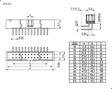 BH2-10R pitch 2.00 mm разъем RUICHI даташит схема