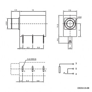 CKX3-3.5-06 гнездо на плату аудио разъемы RUICHI даташит схема