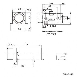 CKX3-3.5-26 гнездо на плату аудио разъемы RUICHI даташит схема