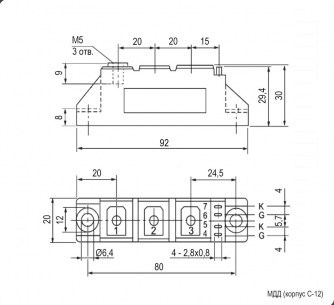 МДД80-12 модуль диодный RUICHI даташит схема