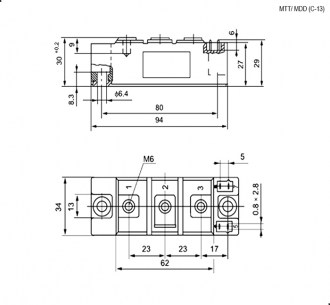 МДД160-12 модуль диодный RUICHI даташит схема