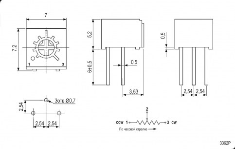 3362P 200R подстроечный резистор RUICHI даташит схема