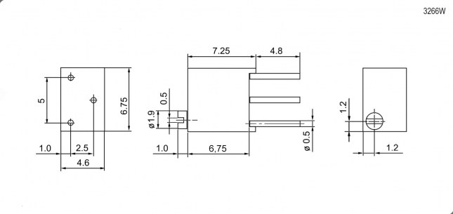 3266W 100R подстроечный резистор RUICHI даташит схема