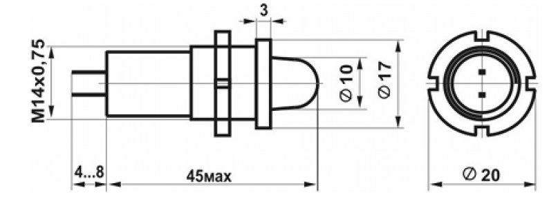 СКЛ-18.3Б-2 СИНИЕ 220В (201*г) коммутаторные лампы скл  даташит схема