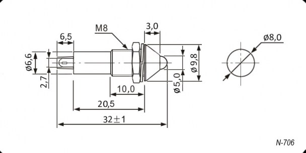 N-706-G 220V лампочки неоновые в корпусе RUICHI даташит схема