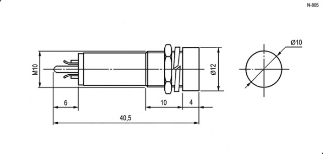 N-805-R 220V лампочки неоновые в корпусе RUICHI даташит схема