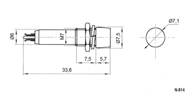 N-814-G 220V лампочки неоновые в корпусе RUICHI даташит схема