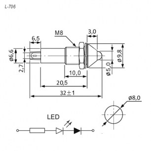 L-706-G 12V светодиоды в корпусе RUICHI даташит схема