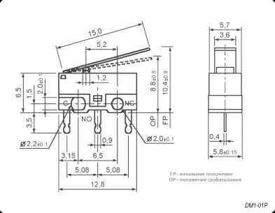 DM1-01P-30 микропереключатель RUICHI даташит схема