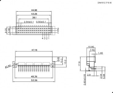 DIN41612 3*16 48 угл. вилка разъем RUICHI даташит схема