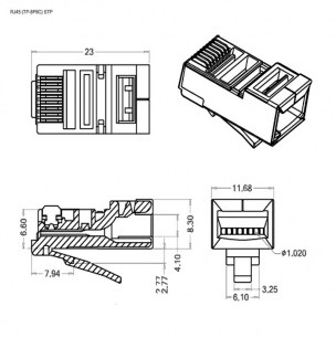 RJ45 (TP-8P8C) STP разъем RUICHI даташит схема