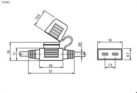 S1038-8 держатель предохранителя RUICHI даташит схема
