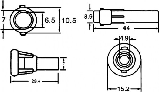 S1061 (6.35x30 10a 250v) держатель предохранителя RUICHI даташит схема