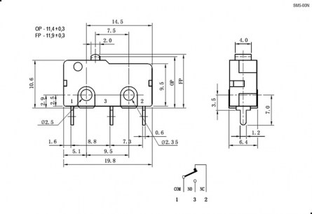 SM5-00N-116 250v 3a микропереключатель RUICHI даташит схема