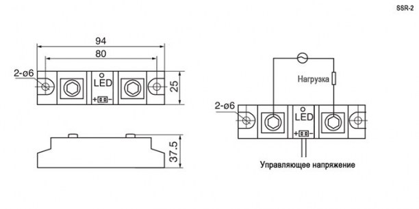 SSR-2 440V 120A (Z)D3 (3-32v) реле твердотельное RUICHI даташит схема