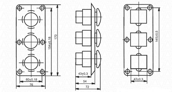 ПКЕ122-3У2 кнопочный пост  даташит схема