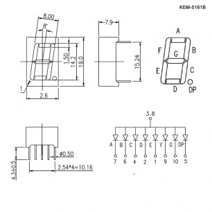 KEM-5161BG (Green) цифровые индикаторы RUICHI даташит схема