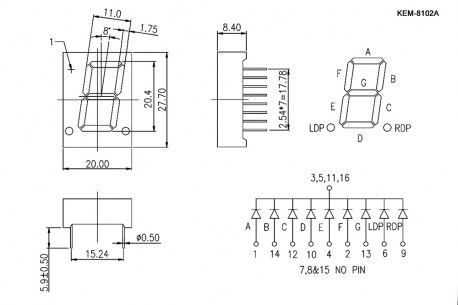 KEM-8102AR (Red) цифровые индикаторы RUICHI даташит схема