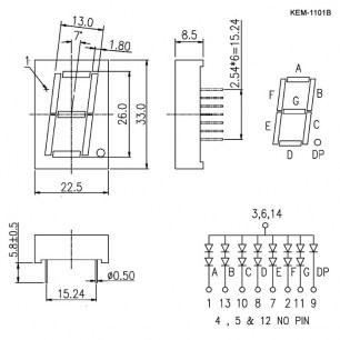 KEM-1101BR (Red) цифровые индикаторы  схема фото