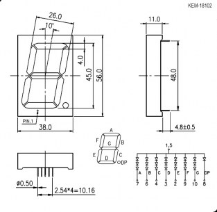 KEM-18102BR (Red) цифровые индикаторы RUICHI даташит схема