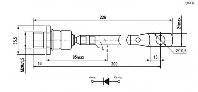 Д161-250х-16 диод силовой RUICHI даташит схема