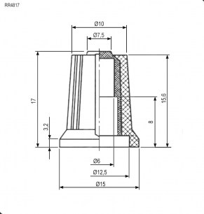 RR4817 (6mm круг желтый) приборная ручка RUICHI даташит схема