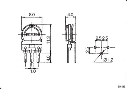 SH-083 100R (СП3-38А) подстроечный резистор RUICHI даташит схема