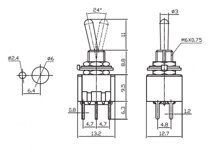 MTS-202-A2 on-on микротумблер RUICHI даташит схема