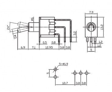 MTS-102-C4 on-on микротумблер RUICHI даташит схема