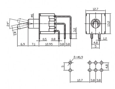 MTS-203-C4 on-off-on микротумблер RUICHI даташит схема